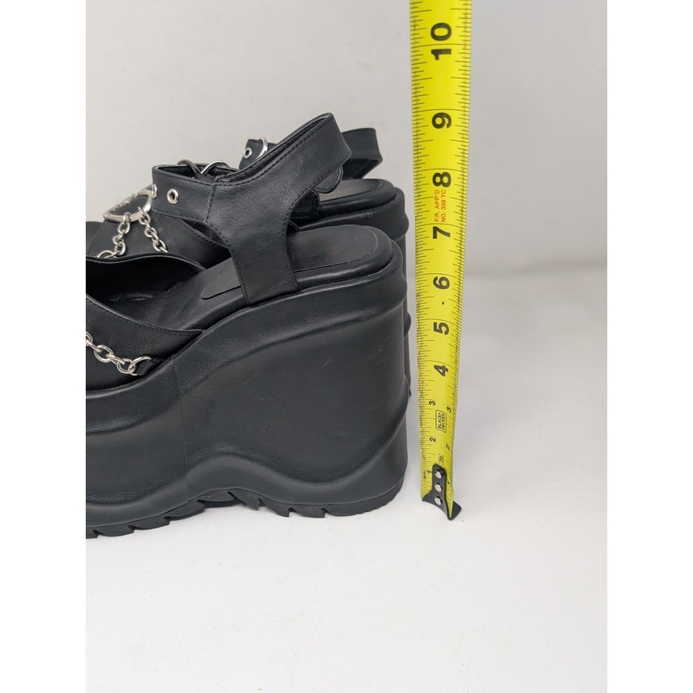 Demonia Black Platform Chain Heart Sandals - Picture 9 of 11